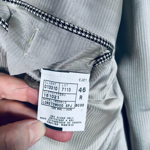 Jack Victor Blazer Mens 46R Gray Wool Union Made Houndstooth Jacket - Picture 8 of 15